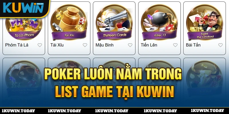 Sức hút của game poker tại nhà cái KUWIN